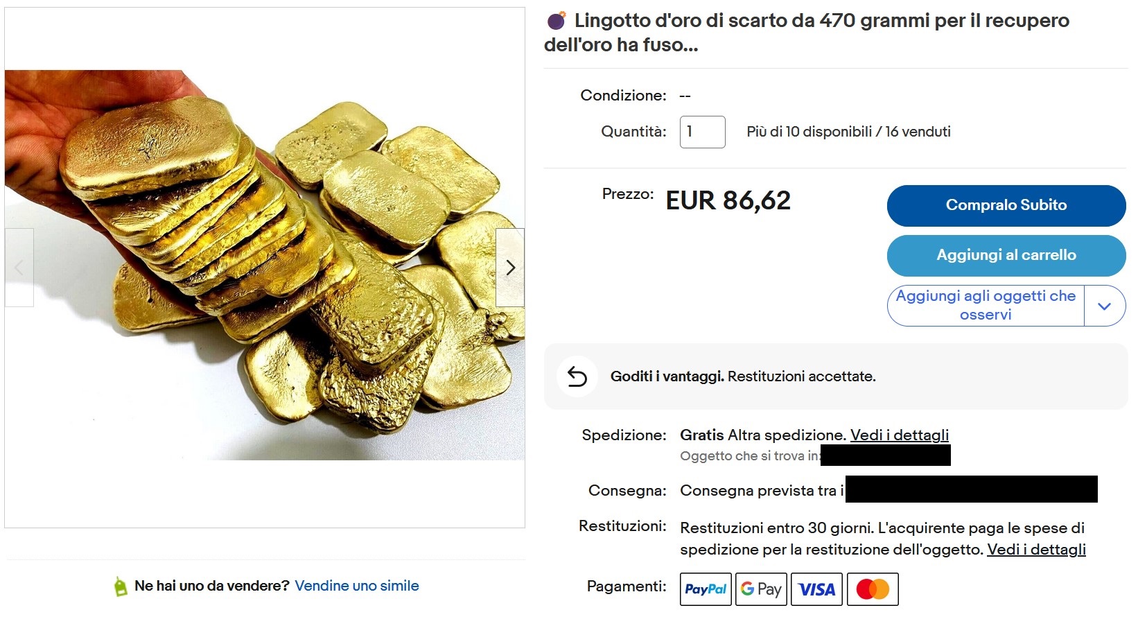 L’Oro di Scarto Non Contiene Molto Oro